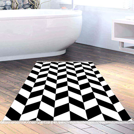 Eko Trend Djt Banyo Paspası Yıkanabilir Kaymaz Taban S5057 Geometrik