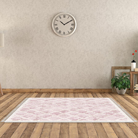 Alanur Star Kaymaz Pamuk Tabanlı Saçaklı Dijital Halı