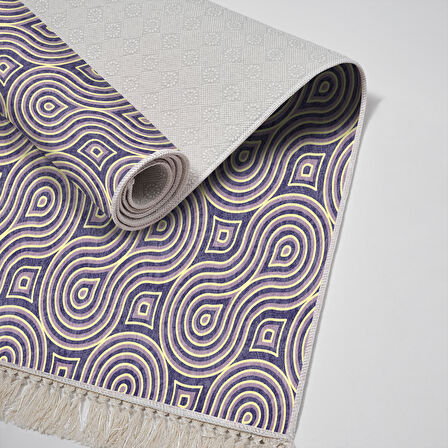 Alanur Trend Kaymaz Dod Tabanlı Saçaklı Dijital Halı