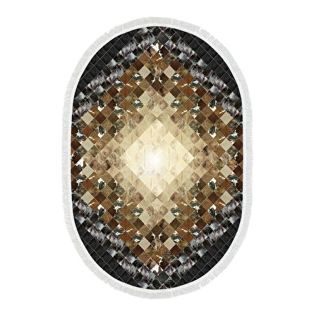 Eko Trend Djt Halı Yıkanabilir Kaymaz Taban 759 Oval Patchwork