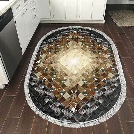 Eko Trend Djt Halı Yıkanabilir Kaymaz Taban 759 Oval Patchwork