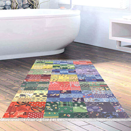 Eko Trend Djt Banyo Paspası Yıkanabilir Kaymaz Taban Mu148 Patchwork
