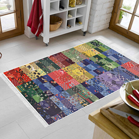 Eko Trend Djt Banyo Paspası Yıkanabilir Kaymaz Taban Mu148 Patchwork