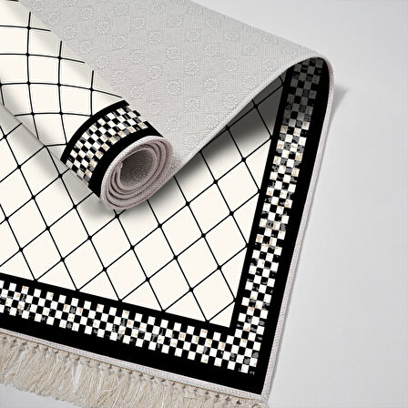 Alanur Trend Kaymaz Dod Tabanlı Saçaklı Dijital Halı