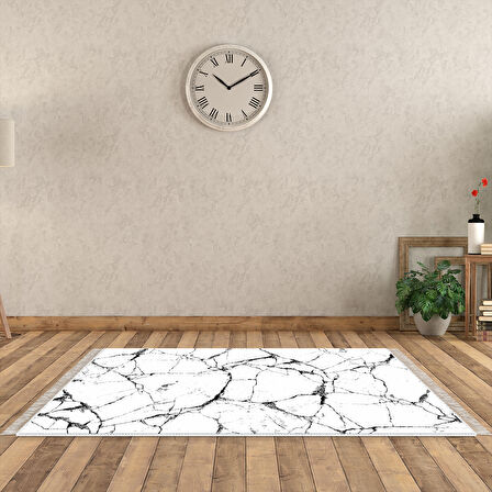 Alanur Yıldız Deri Tabanlı Saçaklı Dijital Halı