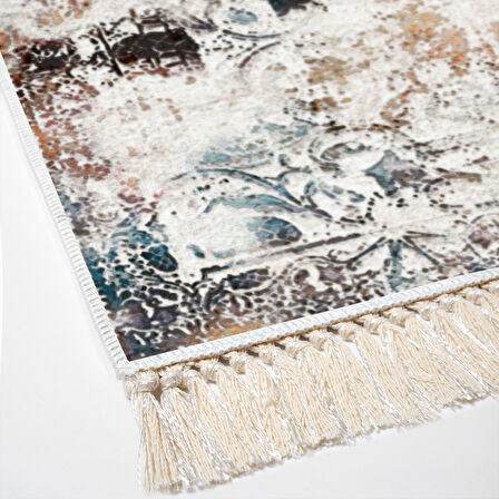 Alanur Yıldız Kaymaz Deri Tabanlı Saçaklı Dijital Halı