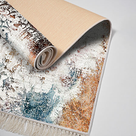 Alanur Yıldız Kaymaz Deri Tabanlı Saçaklı Dijital Halı