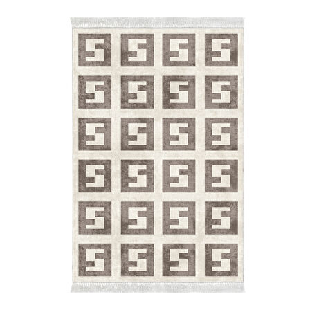 Alanur Star Kaymaz Pamuk Tabanlı Saçaklı Dijital Halı