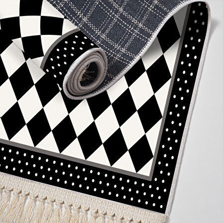 Alanur Star Kaymaz Pamuk Tabanlı Saçaklı Dijital Halı