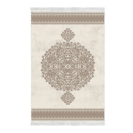 Alanur Star Kaymaz Pamuk Tabanlı Saçaklı Dijital Halı