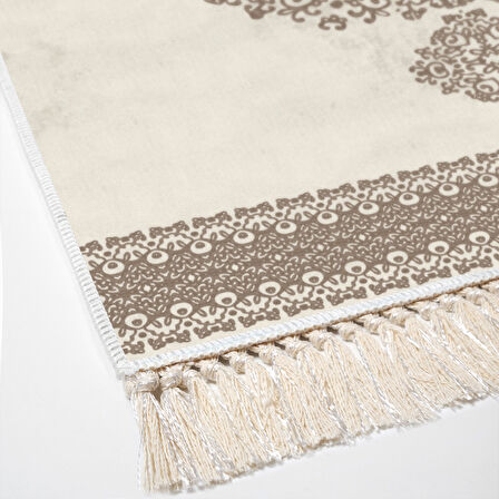 Alanur Star Kaymaz Pamuk Tabanlı Saçaklı Dijital Halı