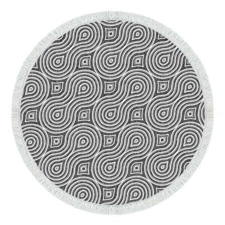 Alanur Trend Kaymaz Dod Tabanlı Saçaklı Dijital Halı Yuvarlak