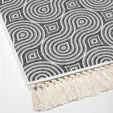 Alanur Yıldız Kaymaz Deri Tabanlı Saçaklı Dijital Halı