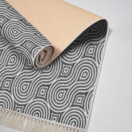 Alanur Yıldız Kaymaz Deri Tabanlı Saçaklı Dijital Halı