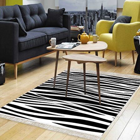 Alanur Star Kaymaz Pamuk Tabanlı Saçaklı Dijital Halı