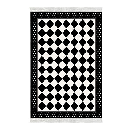 Alanur Yıldız Kaymaz Deri Tabanlı Saçaklı Dijital Halı