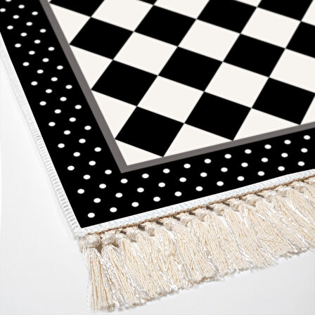 Alanur Yıldız Kaymaz Deri Tabanlı Saçaklı Dijital Halı