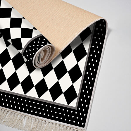 Alanur Yıldız Kaymaz Deri Tabanlı Saçaklı Dijital Halı