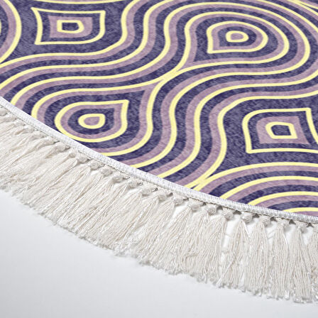 Alanur Trend Kaymaz Dod Tabanlı Saçaklı Dijital Halı Oval