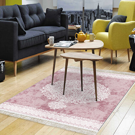 Alanur Yıldız Kaymaz Deri Tabanlı Saçaklı Dijital Halı