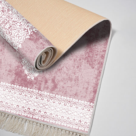 Alanur Yıldız Kaymaz Deri Tabanlı Saçaklı Dijital Halı