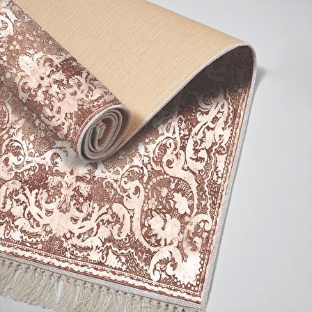 Alanur Yıldız Kaymaz Deri Tabanlı Saçaklı Dijital Halı