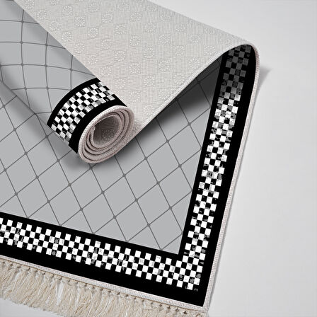 Alanur Trend Kaymaz Dod Tabanlı Saçaklı Dijital Halı