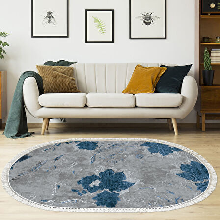 Eko Trend Djt Halı Yıkanabilir Kaymaz Taban 660M Oval Suluboya