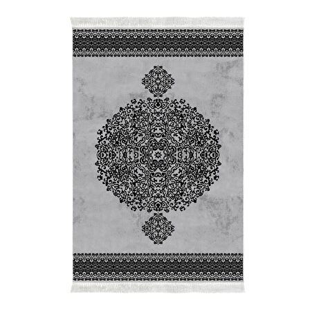 Alanur Star Kaymaz Pamuk Tabanlı Saçaklı Dijital Halı