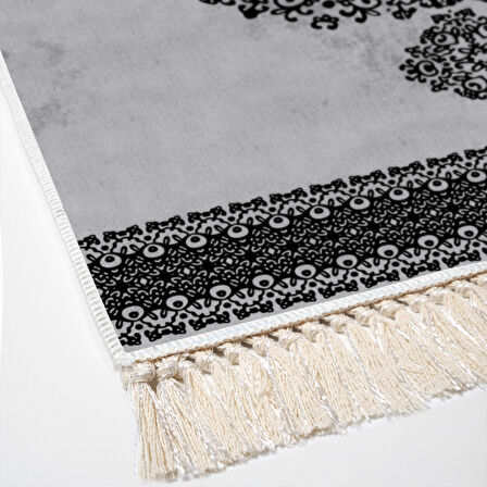 Alanur Star Kaymaz Pamuk Tabanlı Saçaklı Dijital Halı