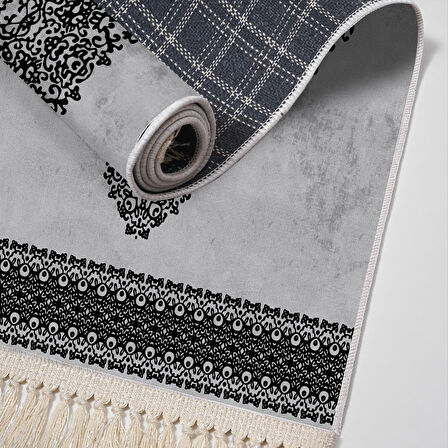 Alanur Star Kaymaz Pamuk Tabanlı Saçaklı Dijital Halı