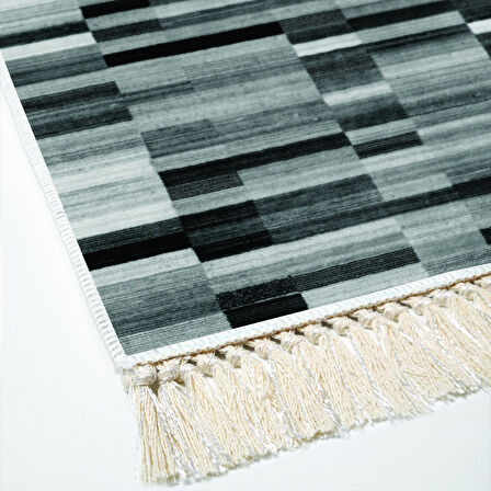 Alanur Star Kaymaz Pamuk Tabanlı Saçaklı Dijital Halı