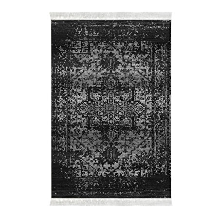 Alanur Star Kaymaz Pamuk Tabanlı Saçaklı Dijital Halı