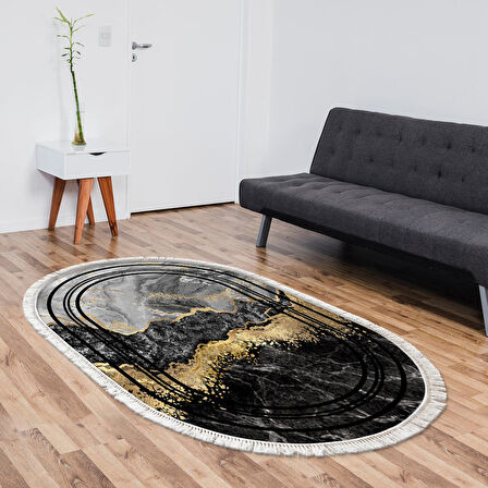 Alanur Yıldız Deri Tabanlı Saçaklı Dijital Halı