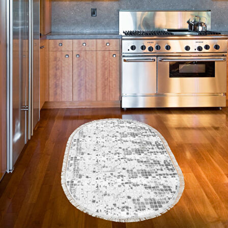 Alanur Trend Keçe Tabanlı Saçaklı Yuvarlak Mutfak Halı Mu180