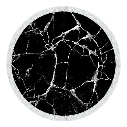 Alanur Star Pamuk Tabanlı Saçaklı Dijital Halı Yuvarlak