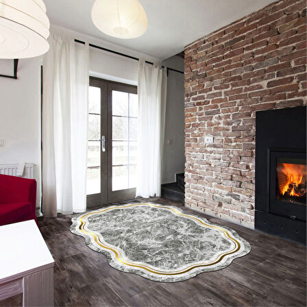 Menekşe Lazer Kesim Kaymaz Taban Dijital Baskı Halı St600204Gr