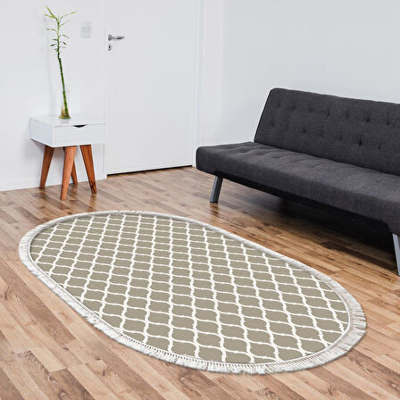 Alanur Star Pamuk Tabanlı Saçaklı Dijital Halı Yuvarlak