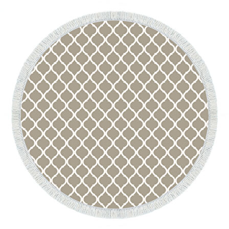 Alanur Star Pamuk Tabanlı Saçaklı Dijital Halı Yuvarlak