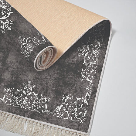 Alanur Yıldız Kaymaz Deri Tabanlı Saçaklı Dijital Halı