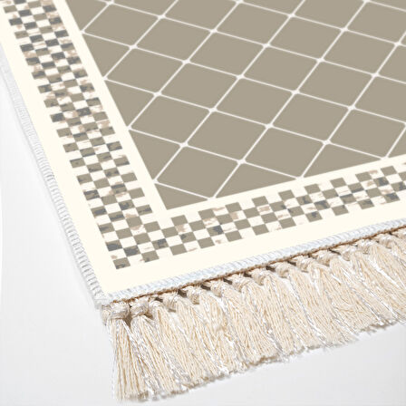 Alanur Star Kaymaz Pamuk Tabanlı Saçaklı Dijital Halı