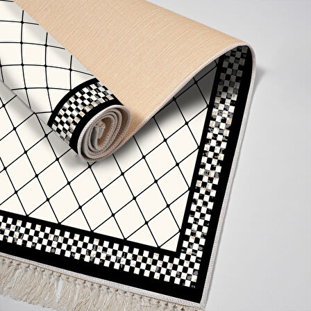 Alanur Yıldız Kaymaz Deri Tabanlı Saçaklı Dijital Halı