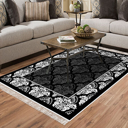 Alanur Yıldız Deri Tabanlı Saçaklı Dijital Halı Yuvarlak