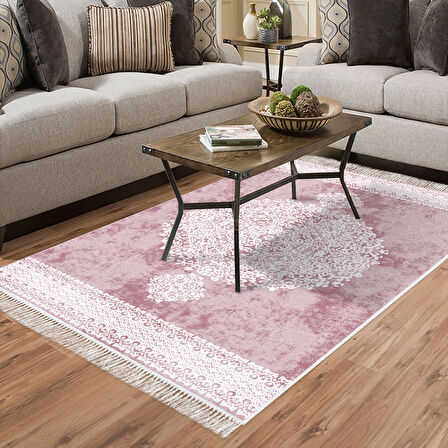 Alanur Star Kaymaz Pamuk Tabanlı Saçaklı Dijital Halı