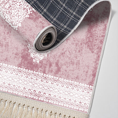 Alanur Star Kaymaz Pamuk Tabanlı Saçaklı Dijital Halı