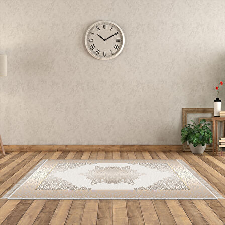 Alanur Star Pamuk Tabanlı Saçaklı Dijital Halı Yuvarlak