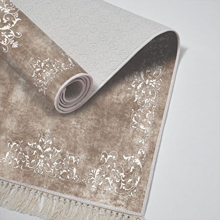 Alanur Trend Kaymaz Dod Tabanlı Saçaklı Dijital Halı