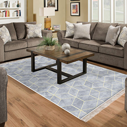 Alanur Star Pamuk Tabanlı Saçaklı Dijital Halı Oval