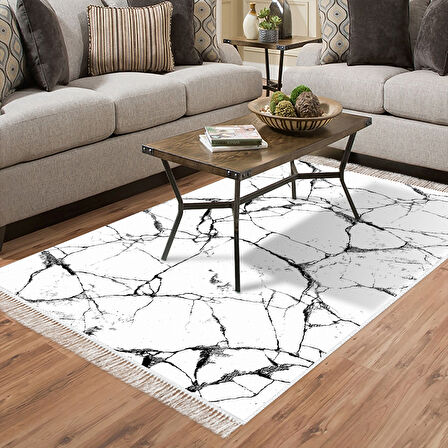 Alanur Trend Keçe Tabanlı Saçaklı Dijital Halı