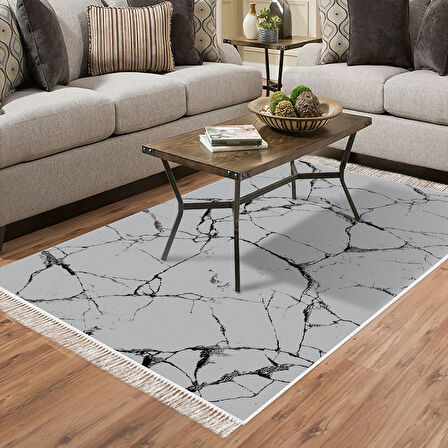 Alanur Star Pamuk Tabanlı Saçaklı Dijital Halı Yuvarlak